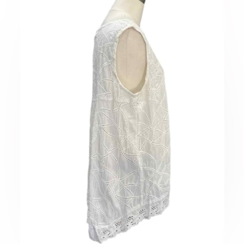 Cabi Gemma Eyelet Lace White Tank Top #5036
